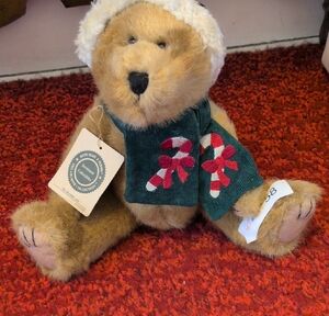 Plush Teddy Bear with Green Scarf